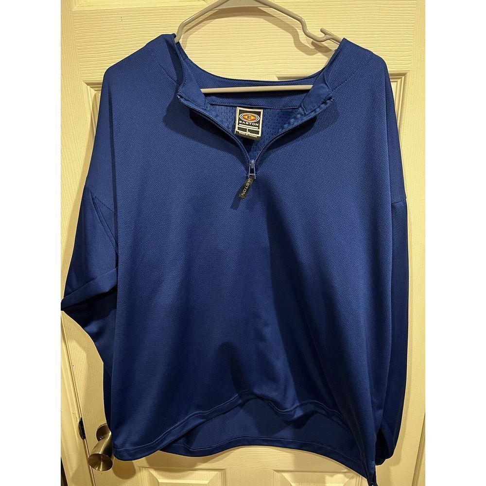Easton Long Sleeve Quarter Zip Baseball Warm Up Pullover Men's L‎ Blue Vented